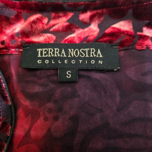 Vintage 90s Red Flocked Velvet Burnout Asian Style Top Size S Gothic Whimsigoth - Picture 13 of 14